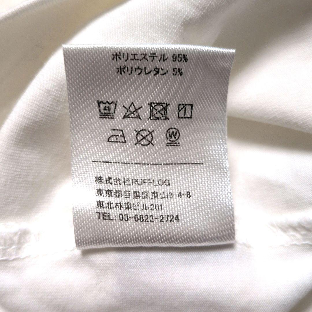 RUFFLOG ラフロッグ モックネックシャツ L デカロゴ 半袖 ホワイト