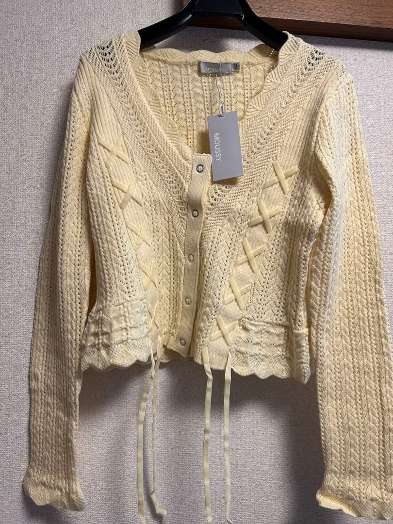LACE UP RIBBON カーディガン