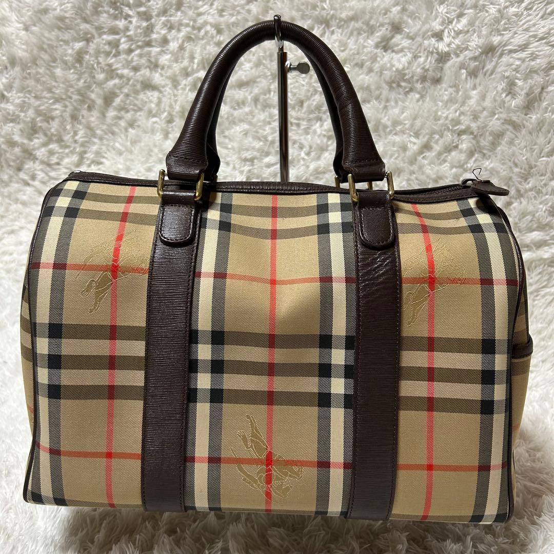 BURBERRY　バーバリー　ノバチェック　ハンドバッグ　ミニボストン　レザー