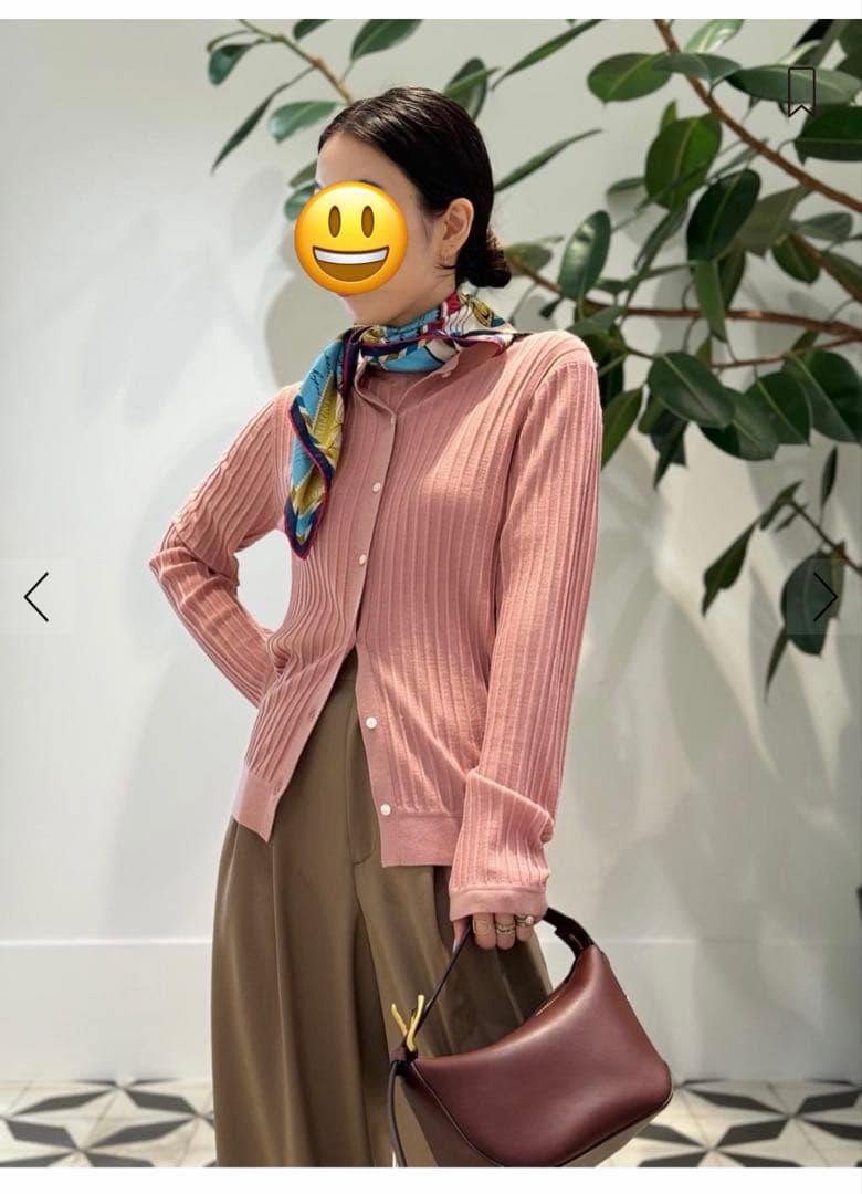 カシミヤシルクリブ クルーネックカーディガン
