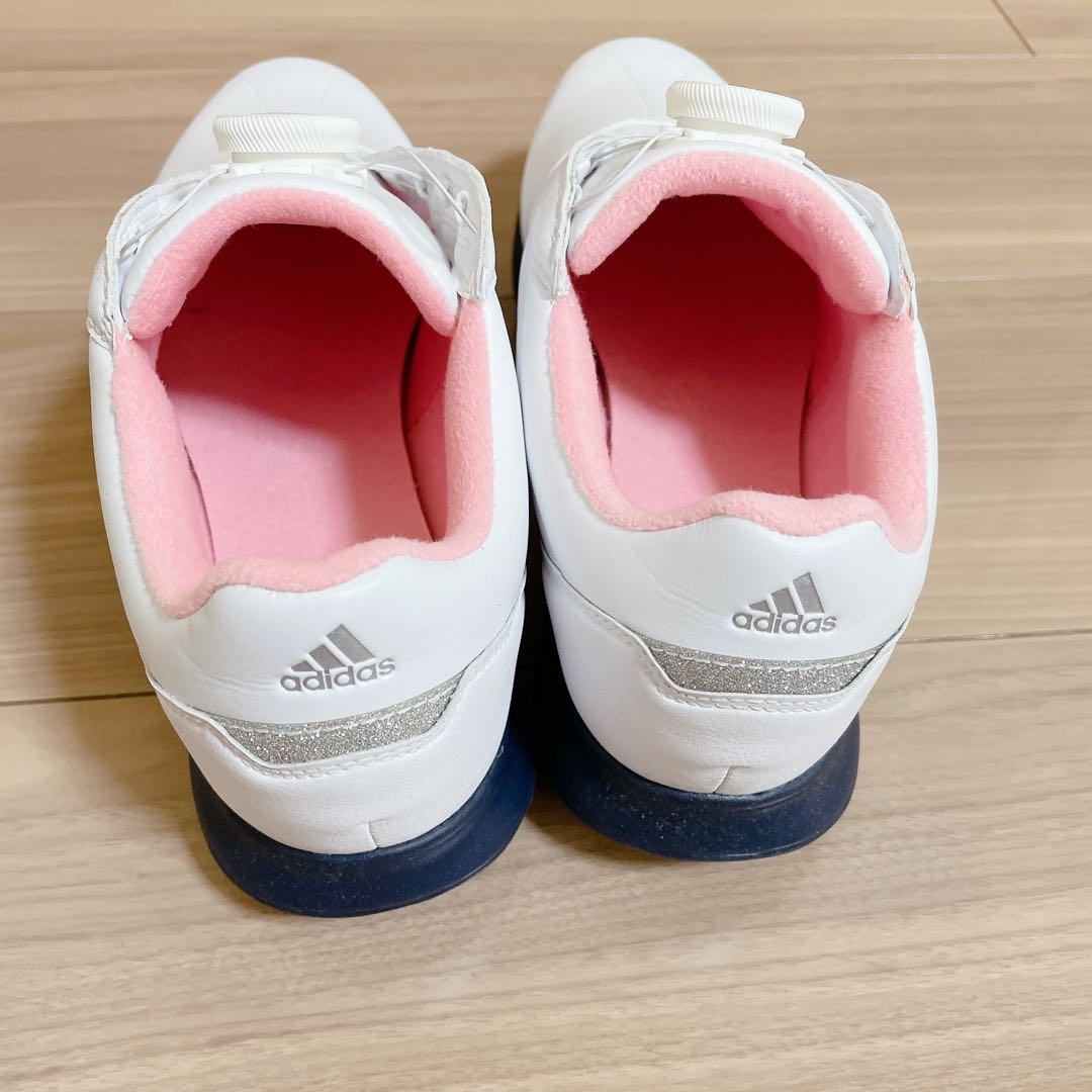 美品　アディダス ゴルフシューズ ドライバーボア スパイク ピンク　24