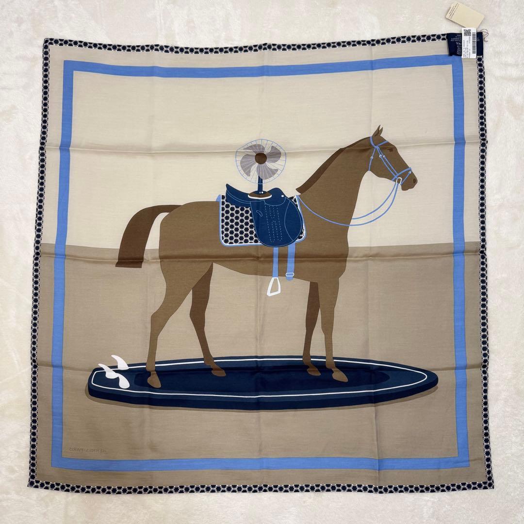 未使用品☆ HERMES エルメス カレH カレ65 サーフィン ファン　箱付き