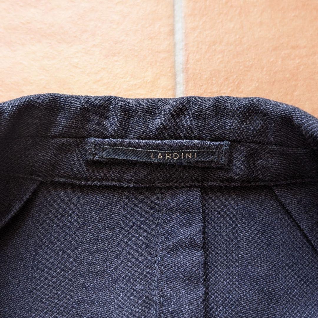 【近年モデル】LARDINI ネイビージャケット シルク混 ヘリンボーン 50
