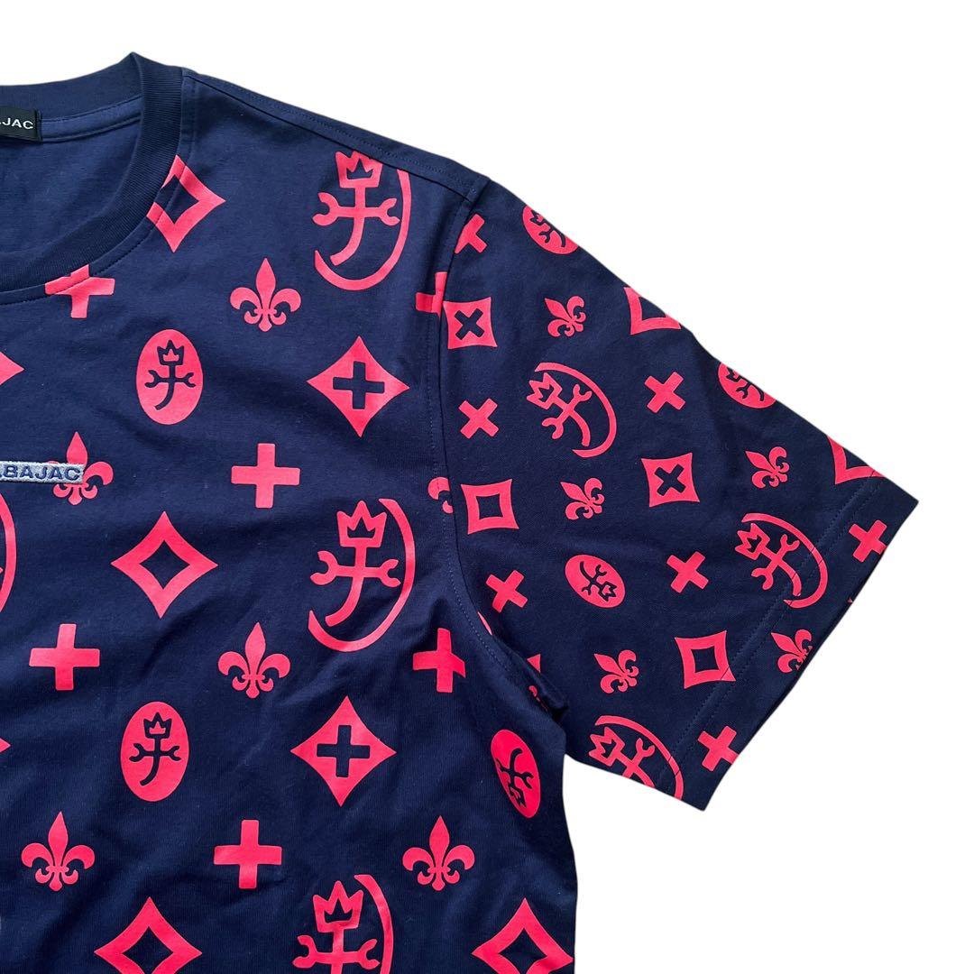 CASTELBAJAC　モノグラム柄半袖Tシャツ　ネイビー赤　22ss　48