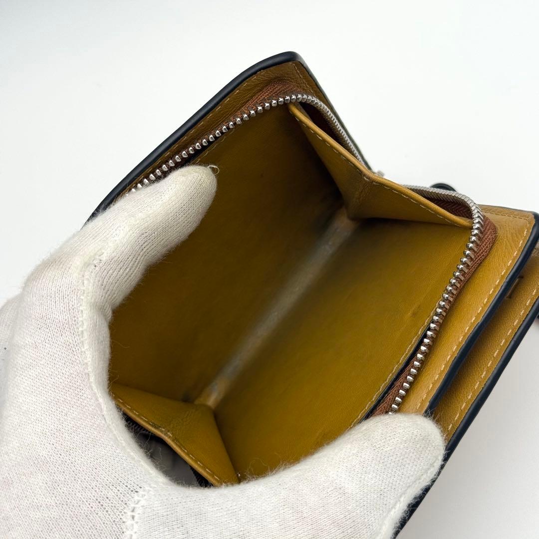 美品✨ロエベ アナグラム コンパクトジップウォレット 二つ折り財布 ブラウン