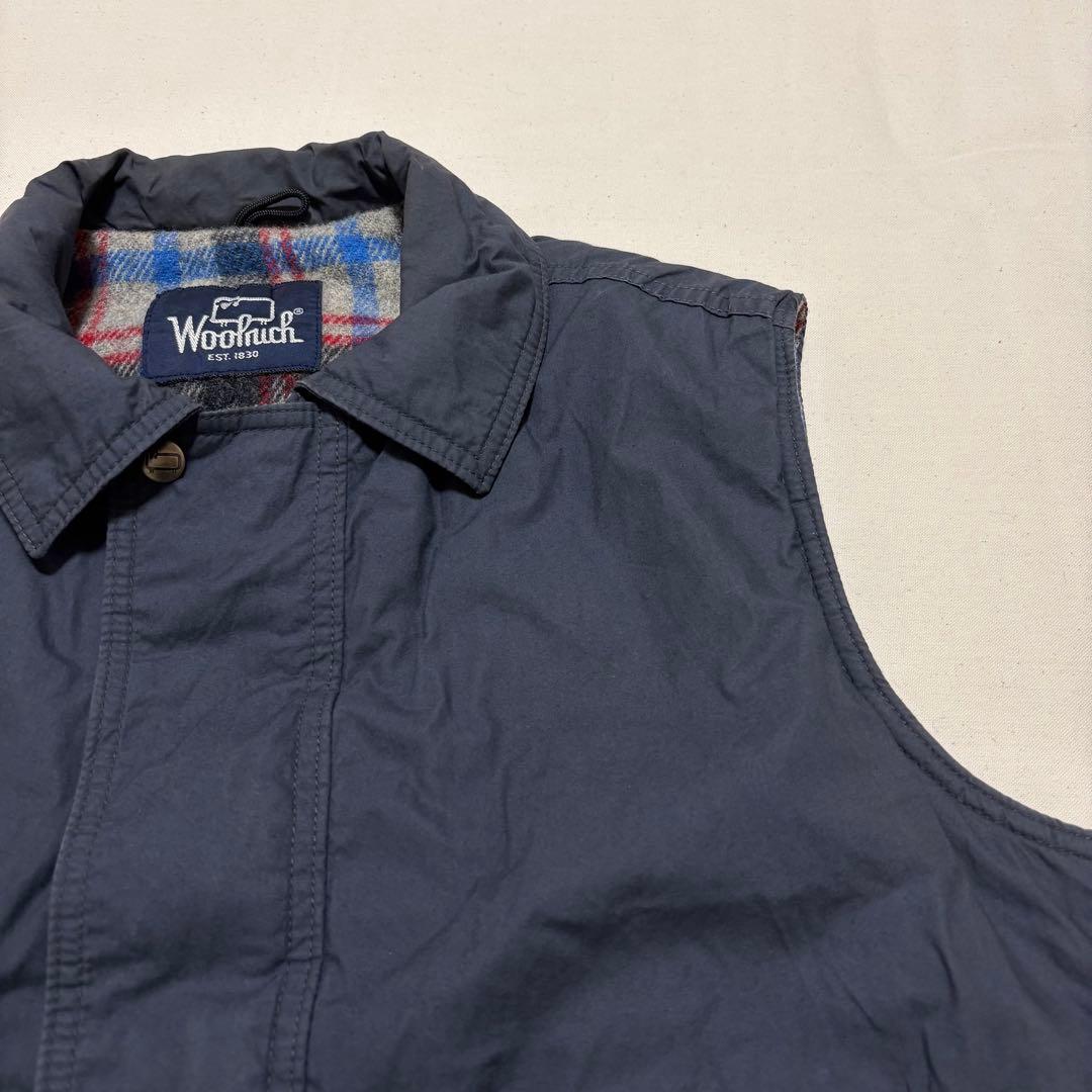 80s Woolrichコットンベスト グレー M相当 裏チェック ワークベスト