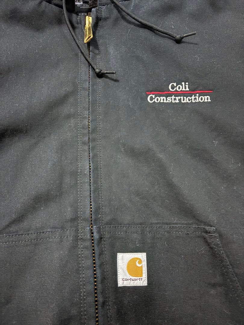 美品 Carhartt アクティブジャケット 黒 2XL 企業ロゴ