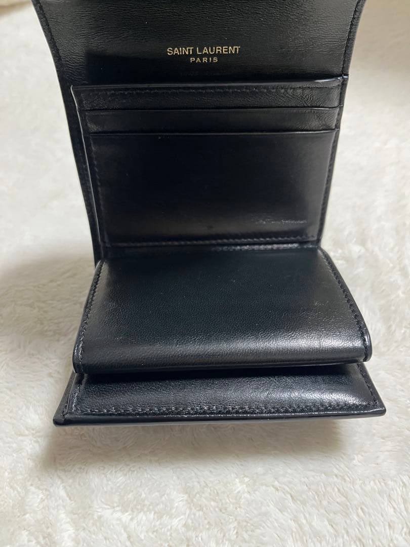 SAINT LAURENT キルティング三つ折り財布 ブラック