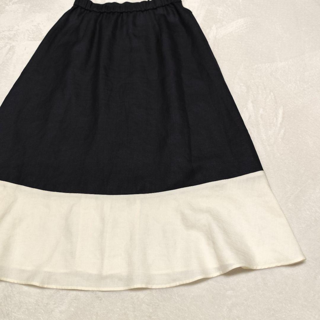 美品 GRACE Class バイカラージップスカート ネイビー 金ボタン 38