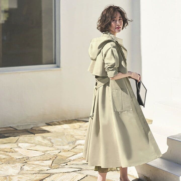 RUIRUE BOUTIQUE 2WAYフードロングトレンチコート S