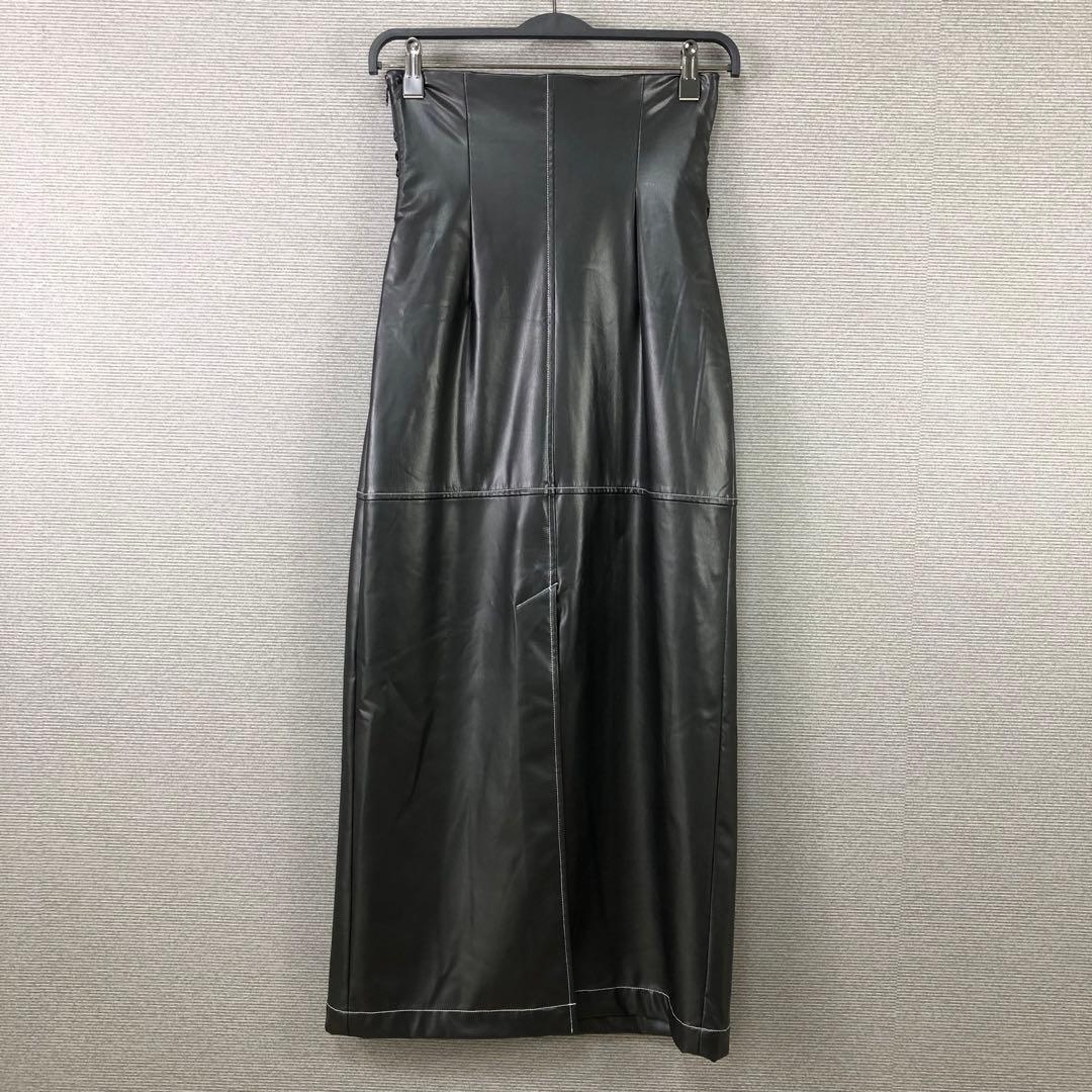未使用品プランクプロジェクト シンセティックレザーマキシスカート 36 ブラック