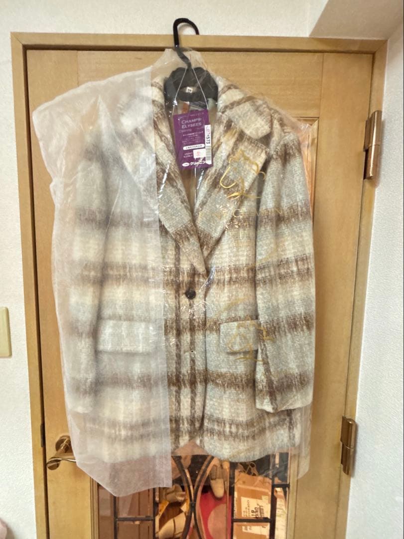 furfur シャギー ジャケット コート チェック　テーラード かわいい
