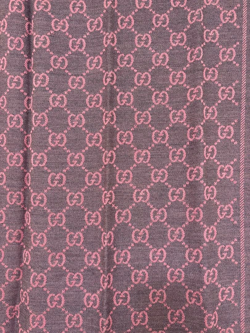 GUCCI グッチ GG柄 リバーシブルマフラー グレーピンク