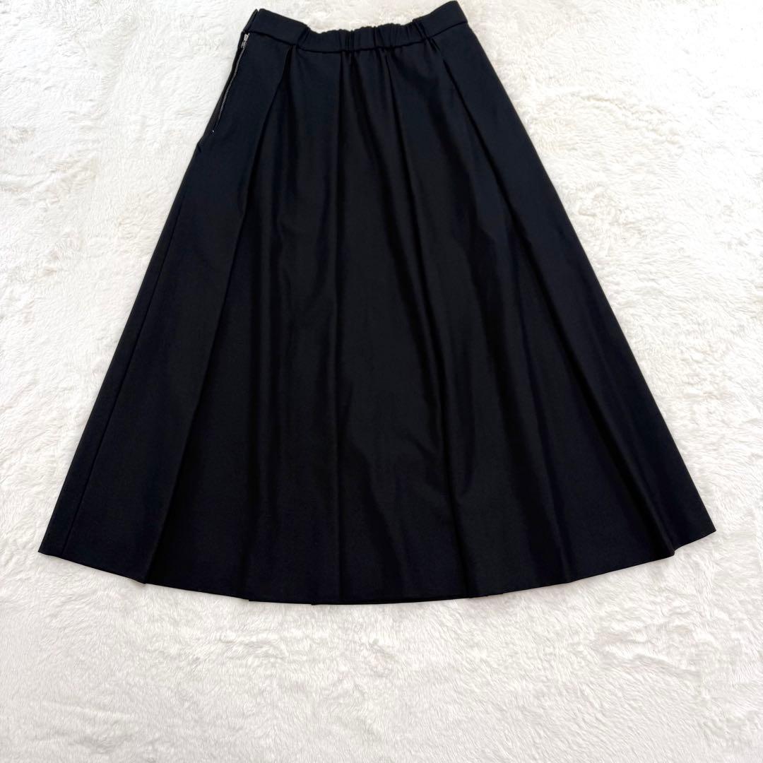 【美品】23区　5525gallery　ウールストレッチフレアスカート　黒　M