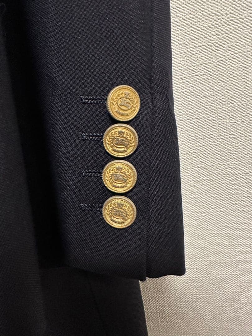 【美品】BURBERRY紺ブレザー ダブル テーラードジャケット Lサイズ