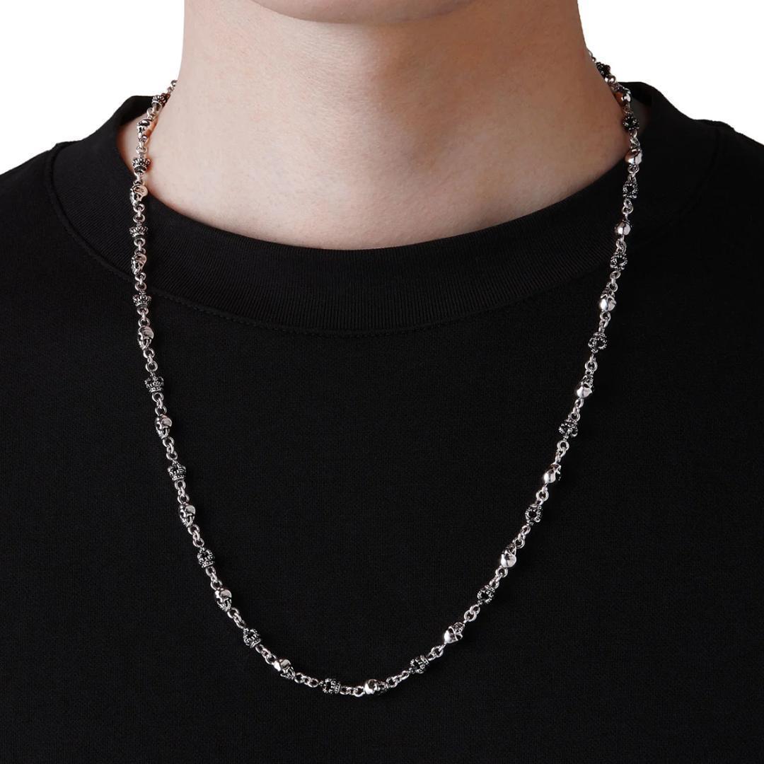 定価8.3万★Justin Davis スカル・クラウンネックレス（60cm）