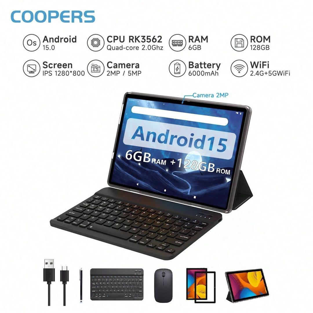 COOPERS Androidタブレット 6GB RAM 128GB ROM