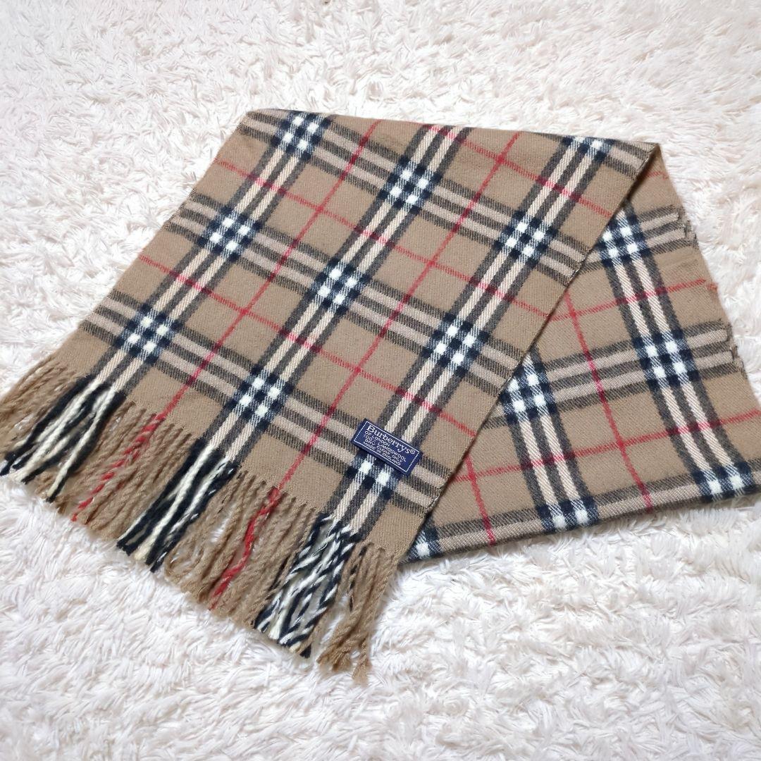 美品！BURBERRY　ラムウールマフラー　ノバチェック　ベージュ