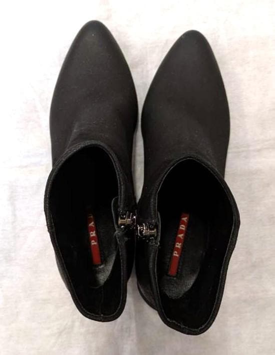PRADA プラダ ショートブーツ レザー ツートン ブラック 37 レディース