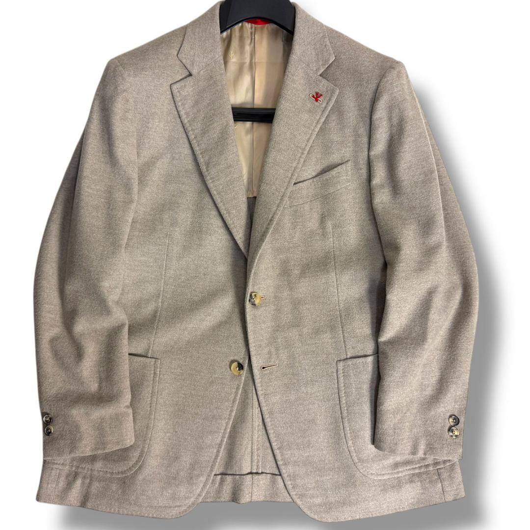 J7134 美品 イザイア CORTINAカシミヤ混ジャケット グレー系 52