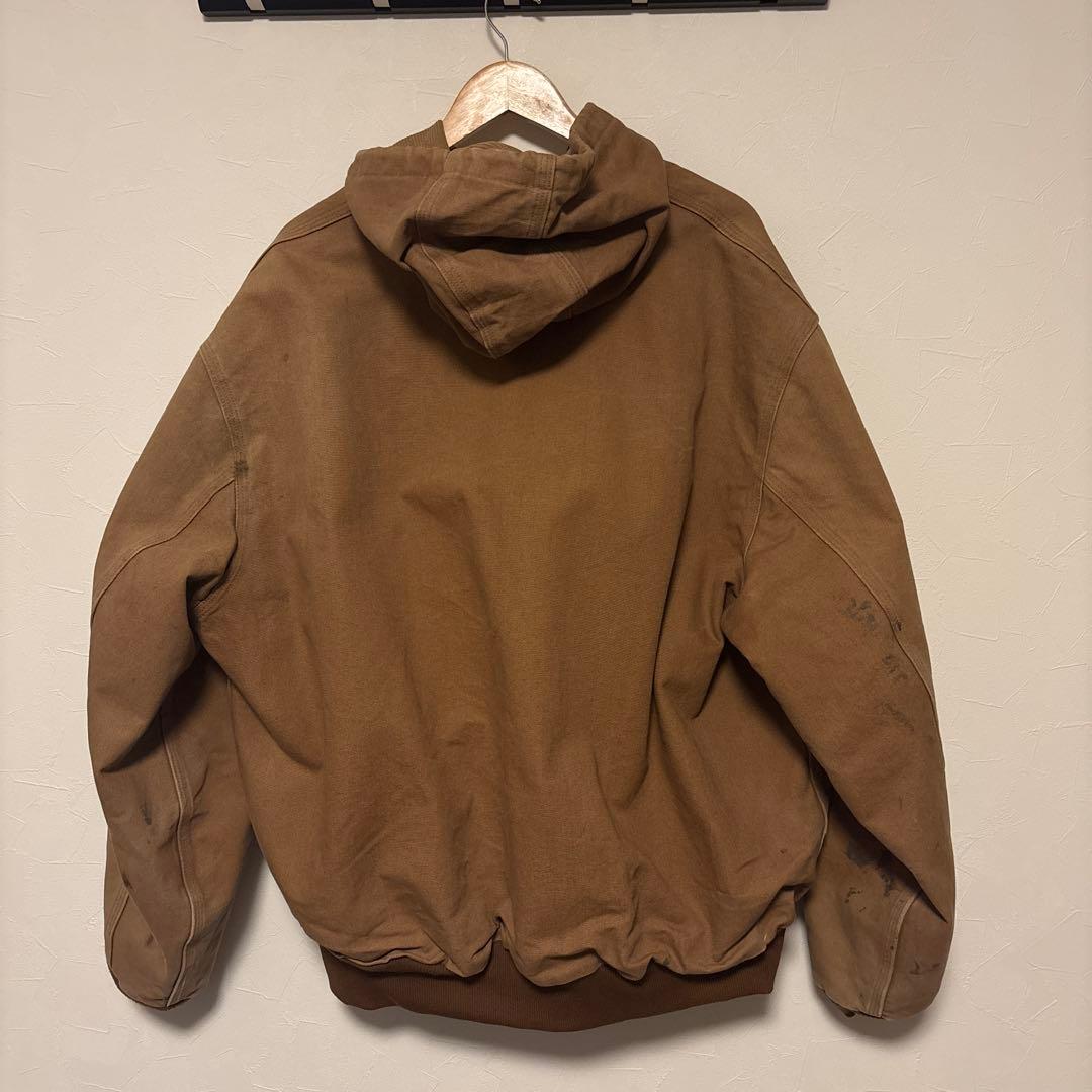 【アメリカ製】90scarhartt アクティブジャケット　企業ロゴ　ブラウン