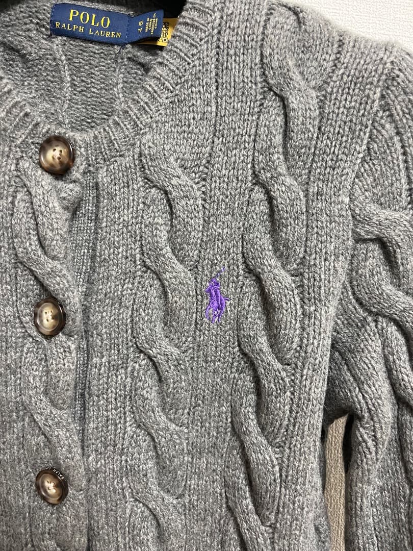 polo ralph lauren カーディガン　ウール　グレー