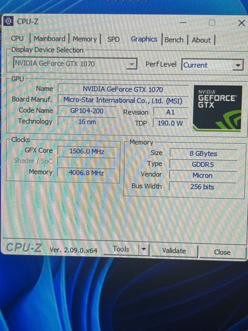グラフィックボード・グラボ・ビデオカード nVIDIA GeForce GTX1070 MSI