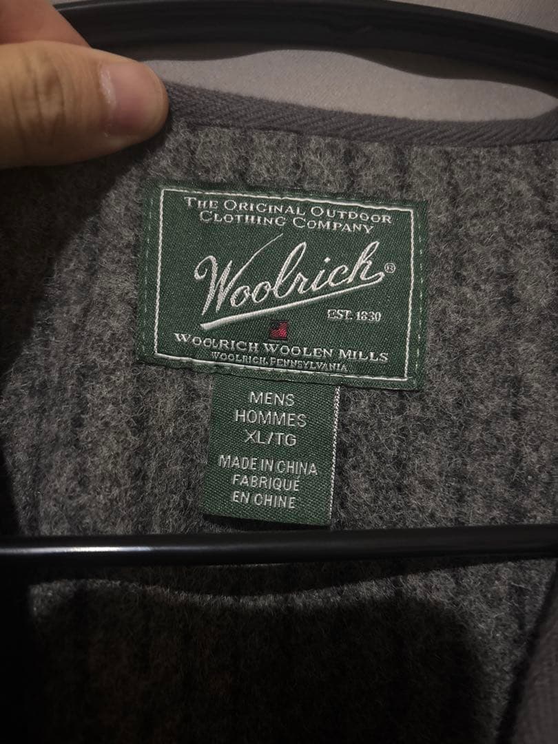 Woolrich ウールベスト XL グレー フルジップ アウトドア ワーク