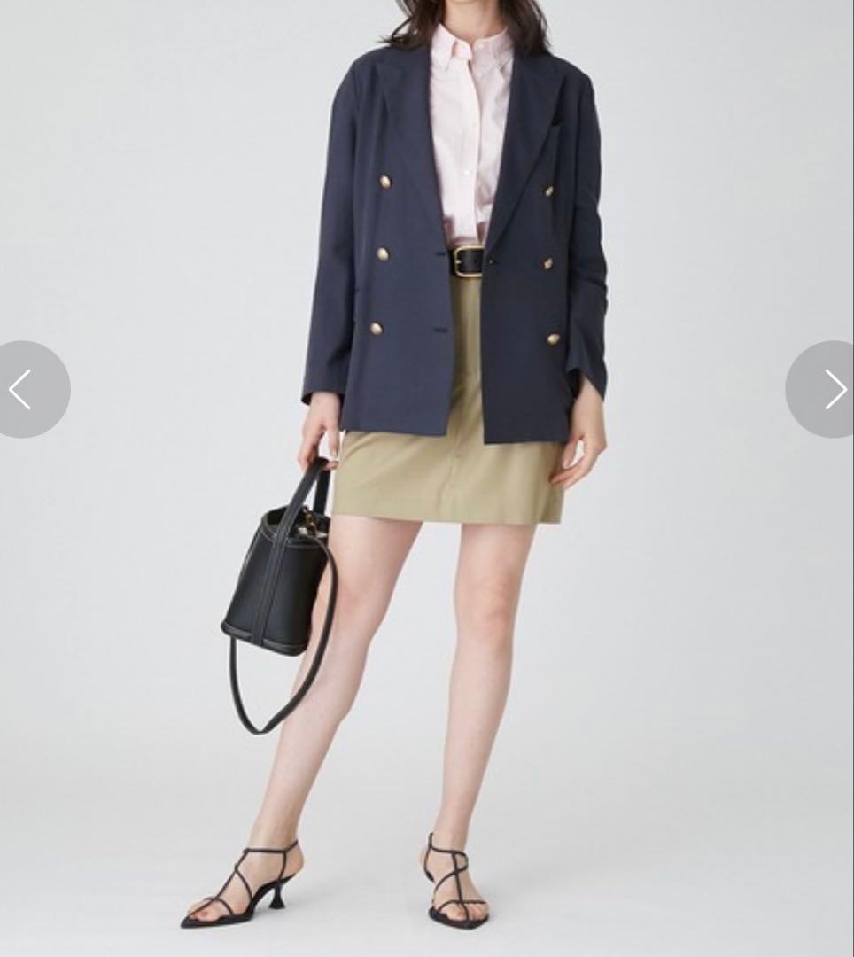 美品 Mila Owen リネン金釦ブレザー 紺ブレ ダブル ネイビー サイズ1