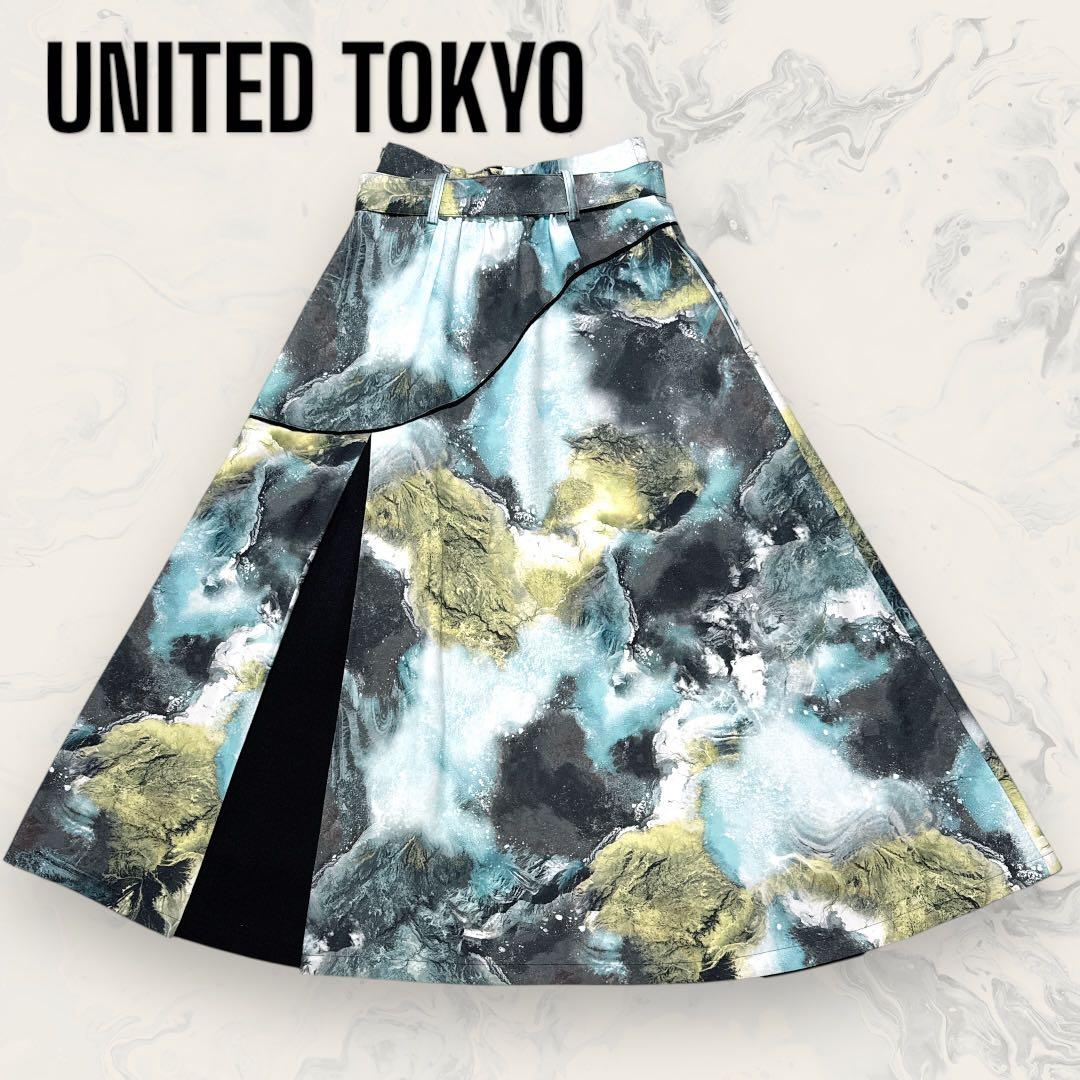 【未使用】 UNITED TOKYO アーリアル アート フレアー スカート