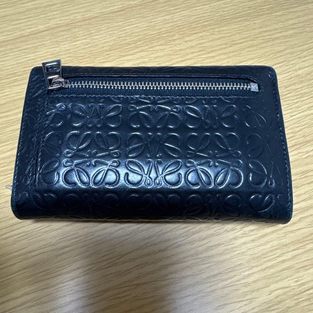 ロエベ リピート アナグラム 二つ折り財布 ブラック