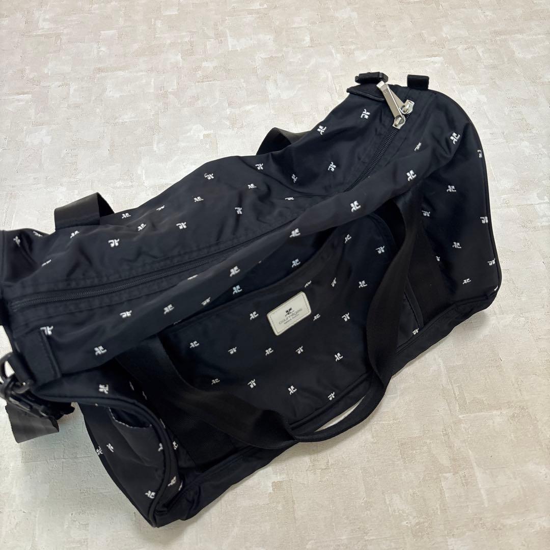 【美品】Courrèges クレージュ ボストンバッグ モノグラム 黒 大容量