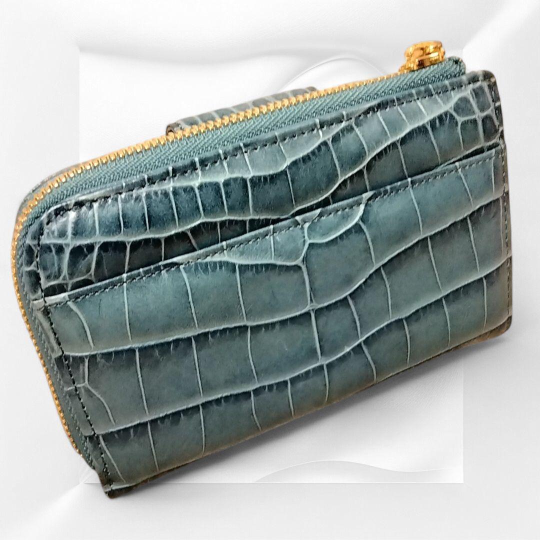 【未使用】LEATHER JEWELS本革クロコ型押し 二つ折り財布
