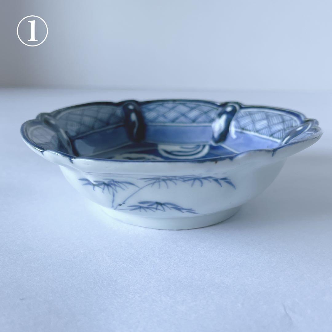 古伊万里　染付　雪輪に梅　膾皿　向付　骨董
