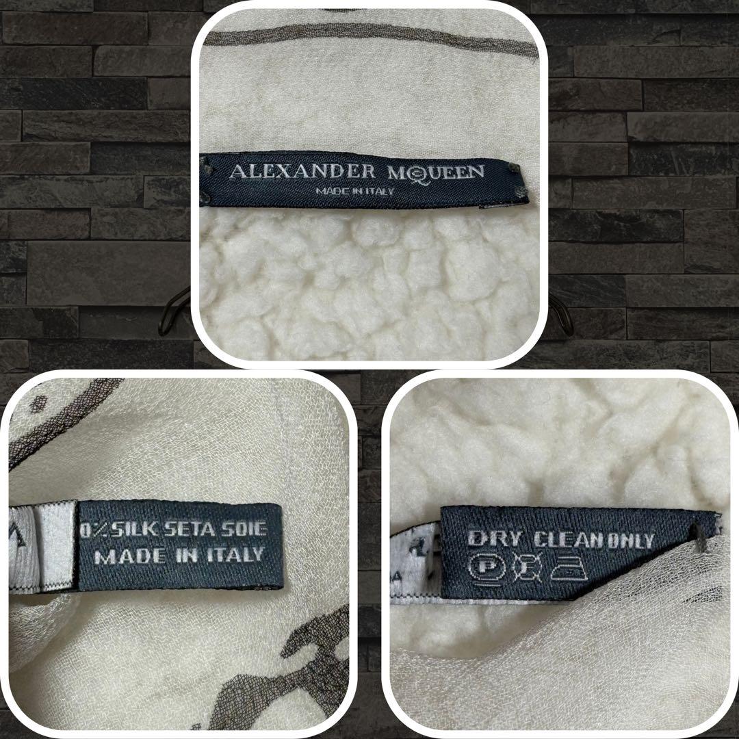 Alexander McQUEEN スカルモチーフスカーフWHT/F