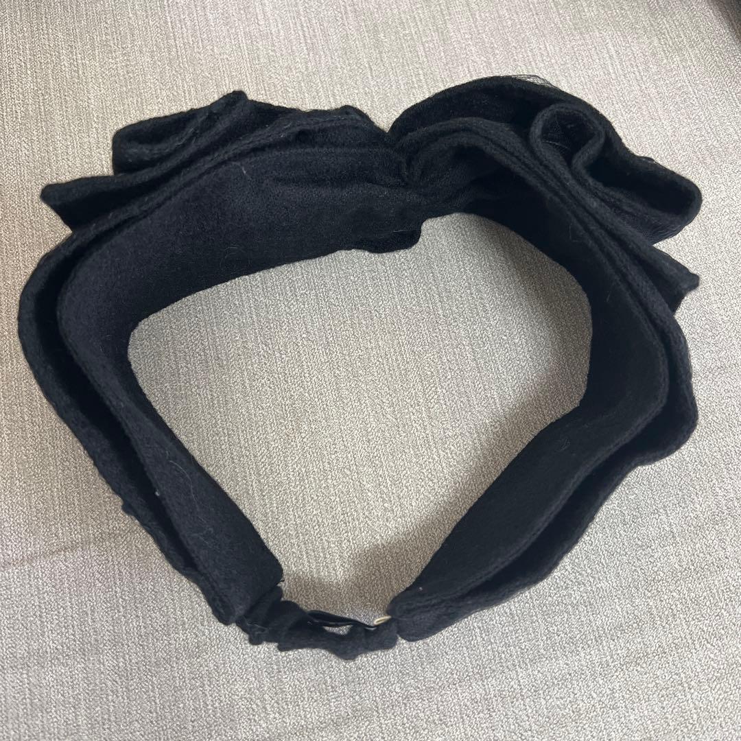Ca4la新品　ブラックドットヘアバンド　ウール100％