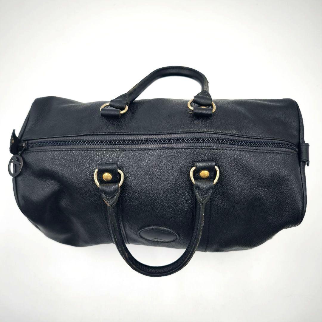 【美品 高級◎】ロンシャン ミニボストン オールレザー ロゴ型押し 黒