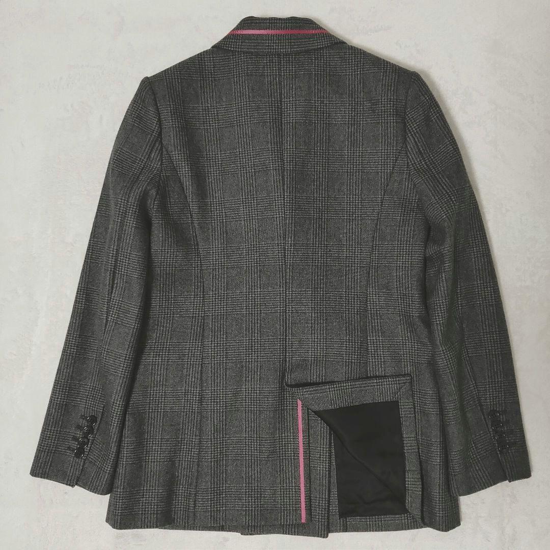 美品 グレースクラス グレンチェック ダブルジャケット 裏地ピンク 36 日本製