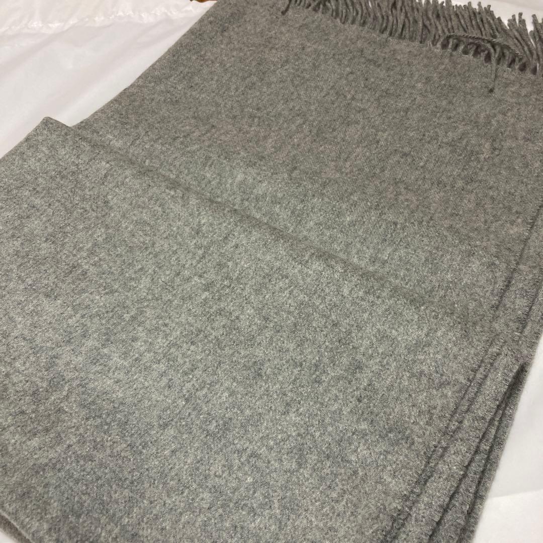 美品 ジョンストンズ カシミヤ100％ 大判ストール ライトグレー