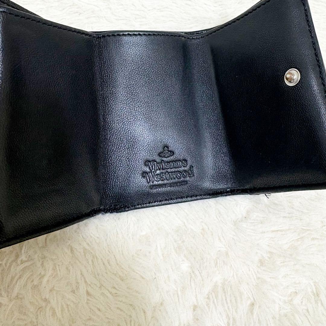 ヴィヴィアンウエストウッド　三つ折り財布　ミニ財布　オーブ　レザー　本革　黒