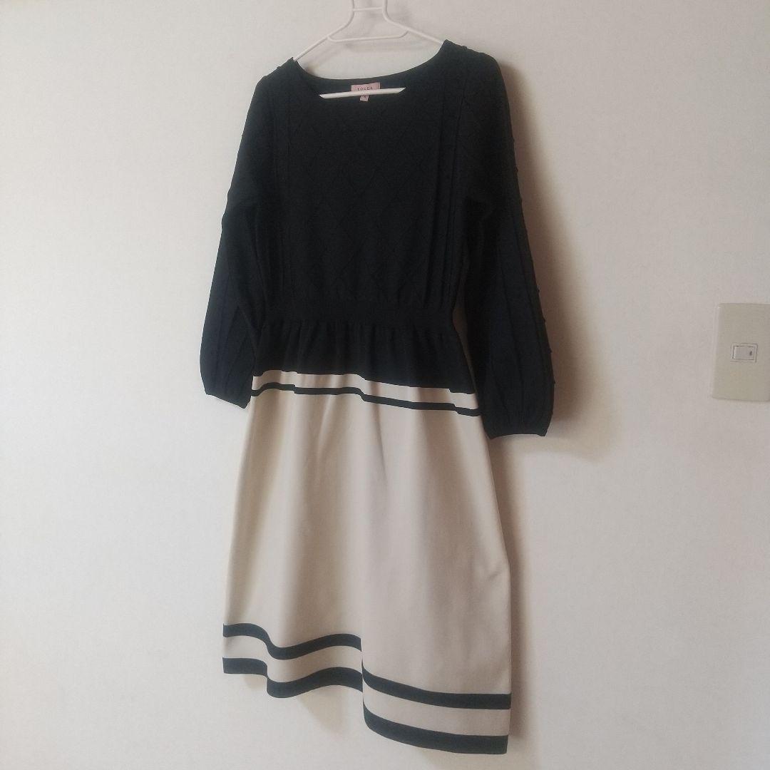 極美品TOCCA トッカ ニットワンピースSバイカラー黒セレモニー