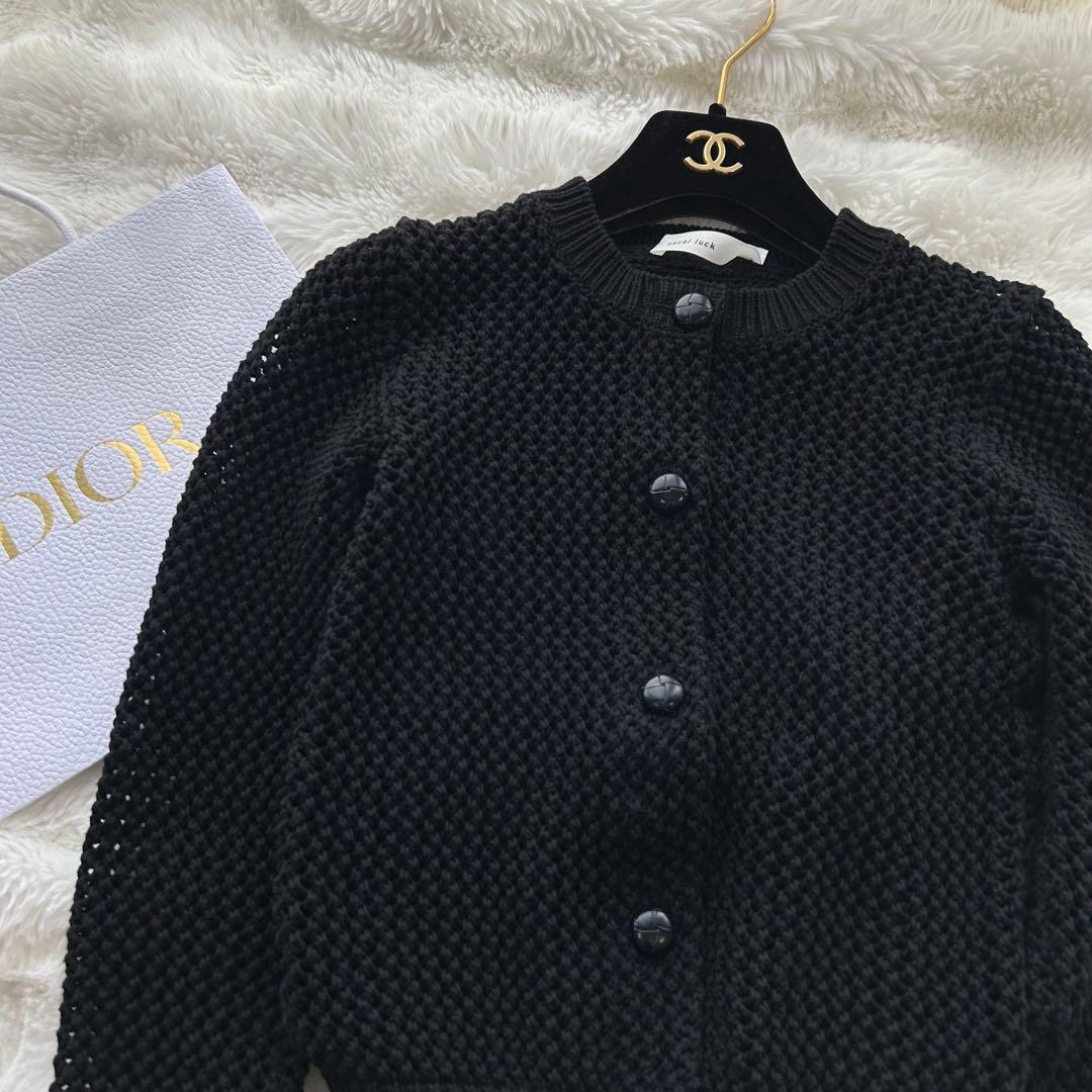 【美品】sacai luck かぎ編みニット レイヤード カーディガン 春夏 黒