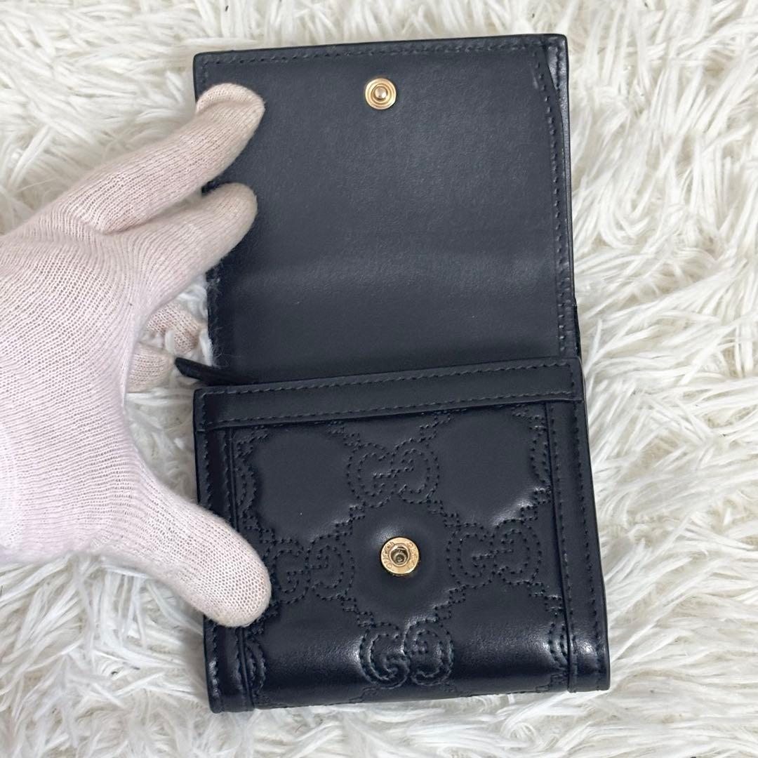 極美品✨GUCCI GG マトラッセ マーモント 二つ折り財布 キルティング 黒