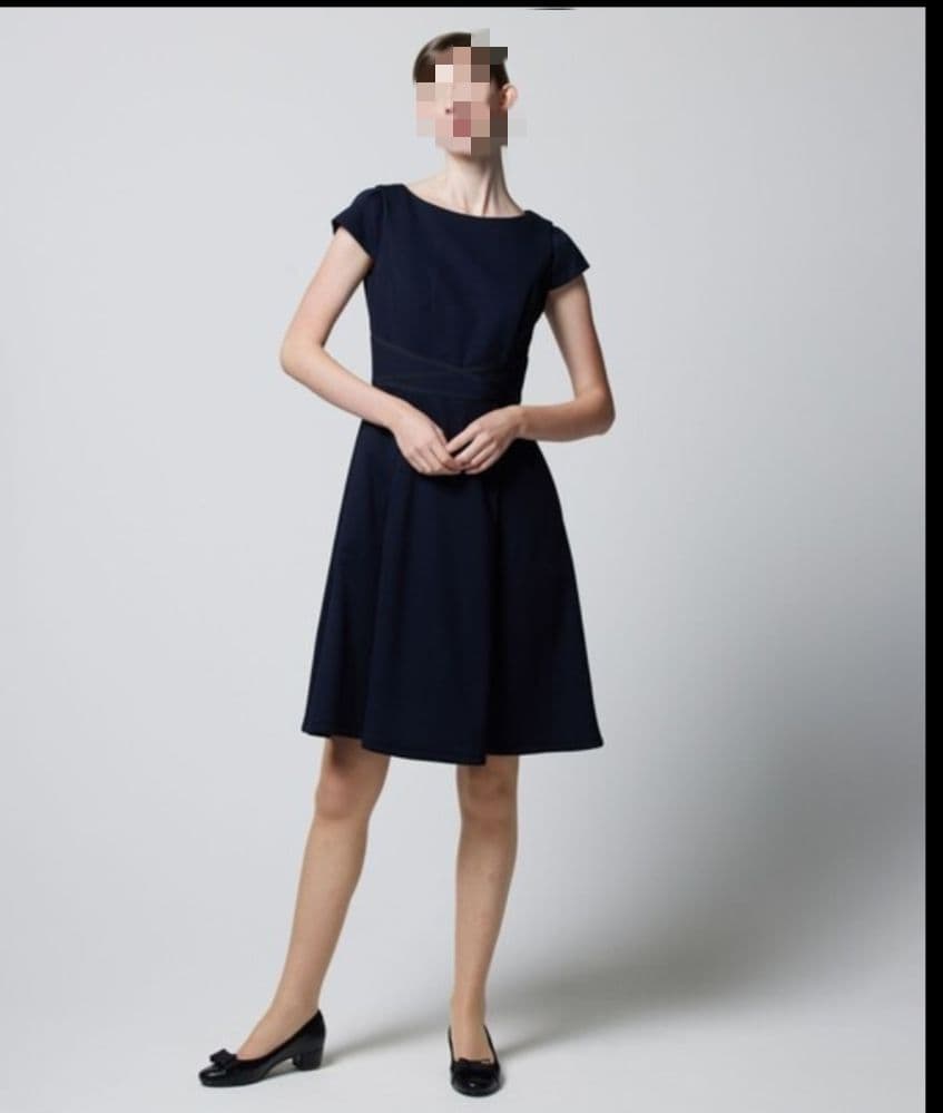 美品　TOCCA LUCE ネイビー 半袖 Aライン ワンピース