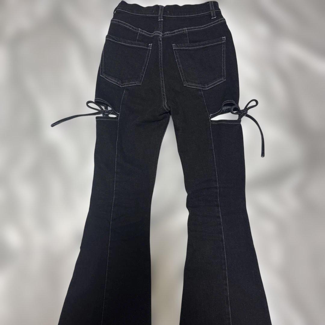 RESEXXY リゼクシー カットアウトリボンデニムパンツ ブラック XSサイズ