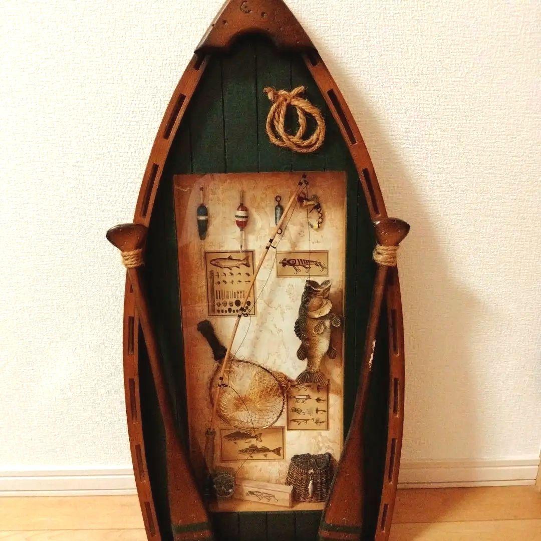 ボート型釣りアート 壁掛け
