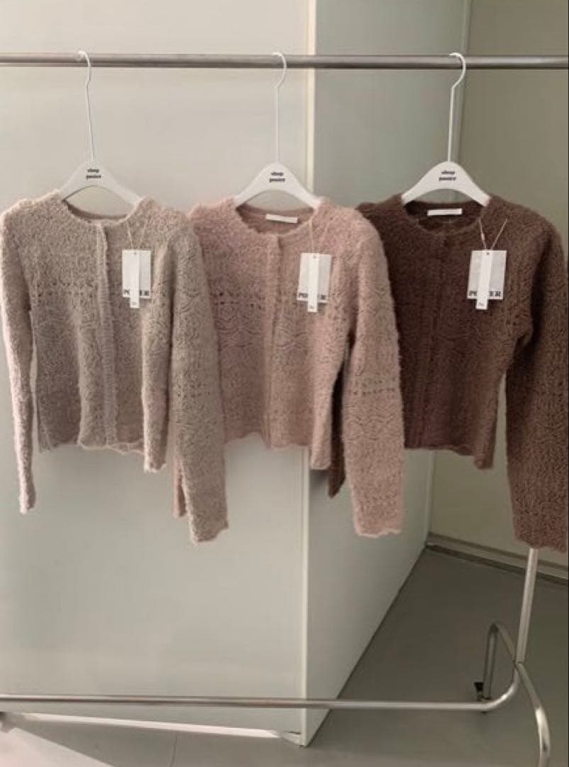 トップス poster Trimming Knit Cardigan Fil. Leday
