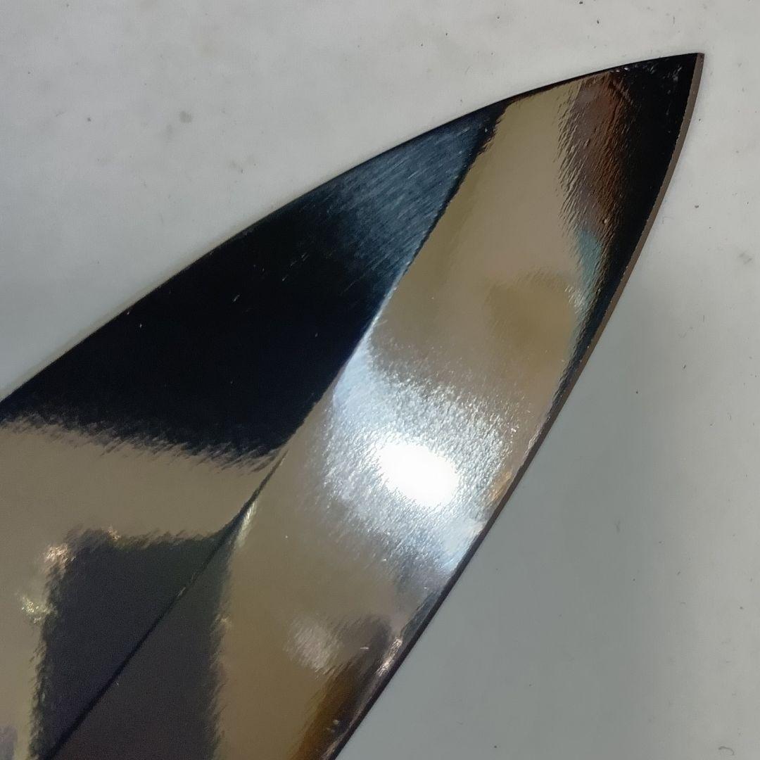 ステン本焼V金10号 出刃包丁18cm 右片刃 鏡面 黒水牛黒檀八角柄