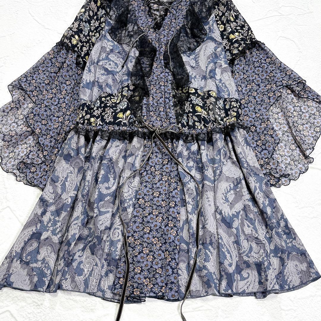 2024SS　rurumu:　collage chiffon tunic　日本製