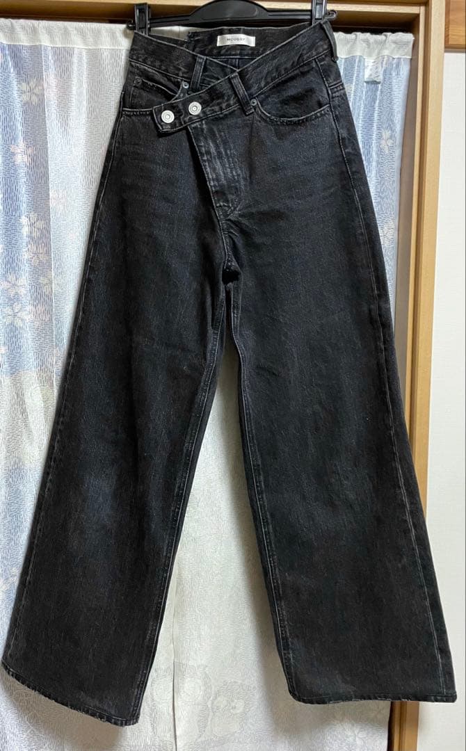 MOUSSY CROSS WAIST WIDE STRAIGHT デニム